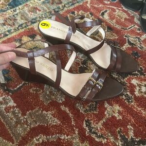 Franco Sarto leather brown wedge heels.  Size 9